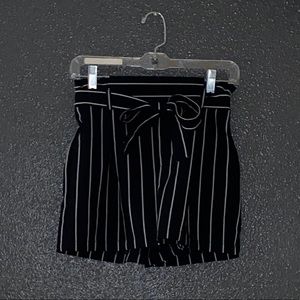 Pin Stripped Paper Bag Shorts